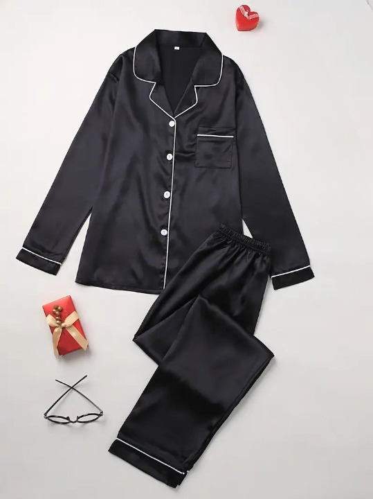 Silk Women's Nightwear Set with Loose Fit and Elegant Design