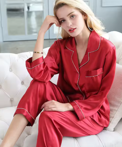 Silk Women's Nightwear Set with Loose Fit and Elegant Design