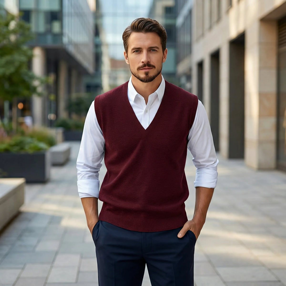 Sleeveless V-Neck Sweater Vest