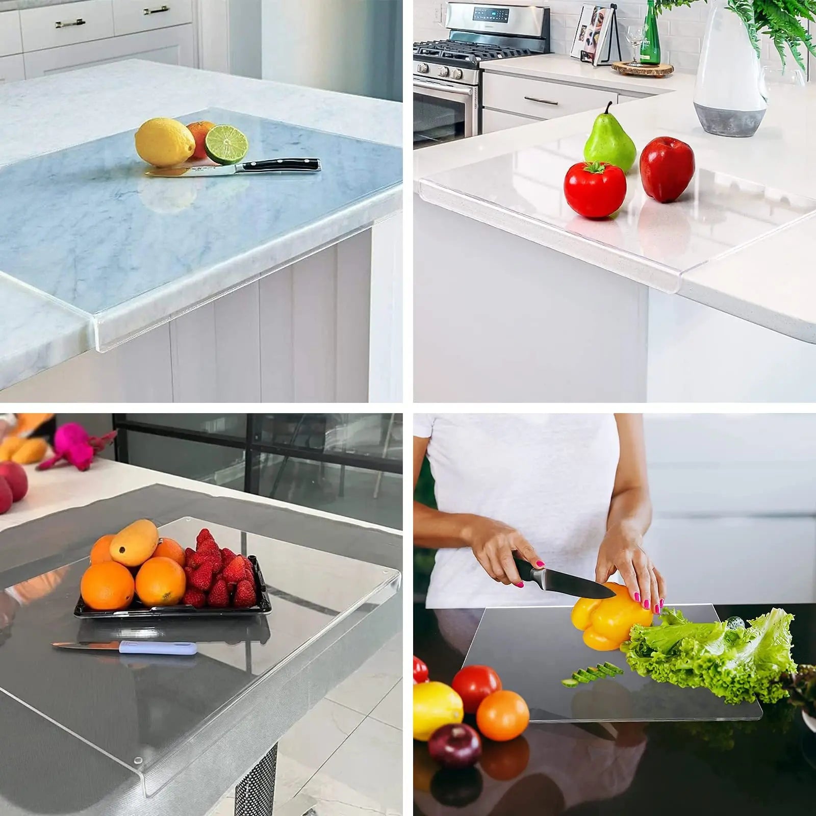 SlipSafe – Transparent Cutting Board – Non-Slip and Discreet – Ideal for Modern Kitchens