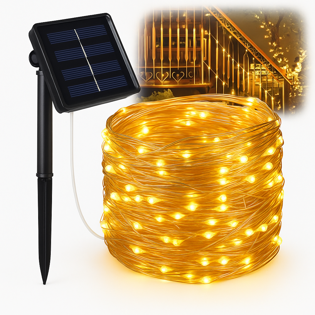 Solar Wire LED Fairy Lights – Waterproof Outdoor Christmas Decorations