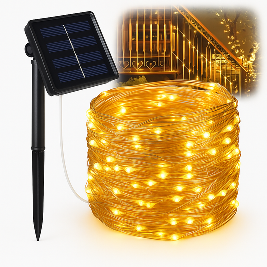 Solar Wire LED Fairy Lights – Waterproof Outdoor Christmas Decorations
