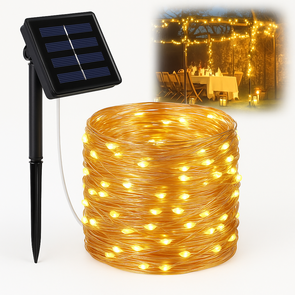 Solar Wire LED Fairy Lights – Waterproof Outdoor Christmas Decorations
