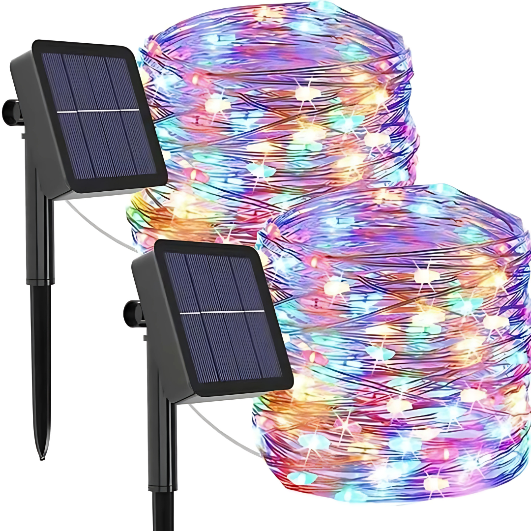 Solar Wire LED Fairy Lights – Waterproof Outdoor Christmas Decorations