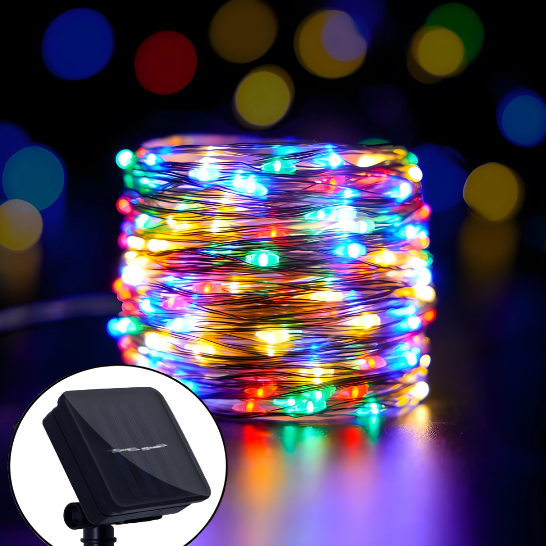 Solar Wire LED Fairy Lights – Waterproof Outdoor Christmas Decorations