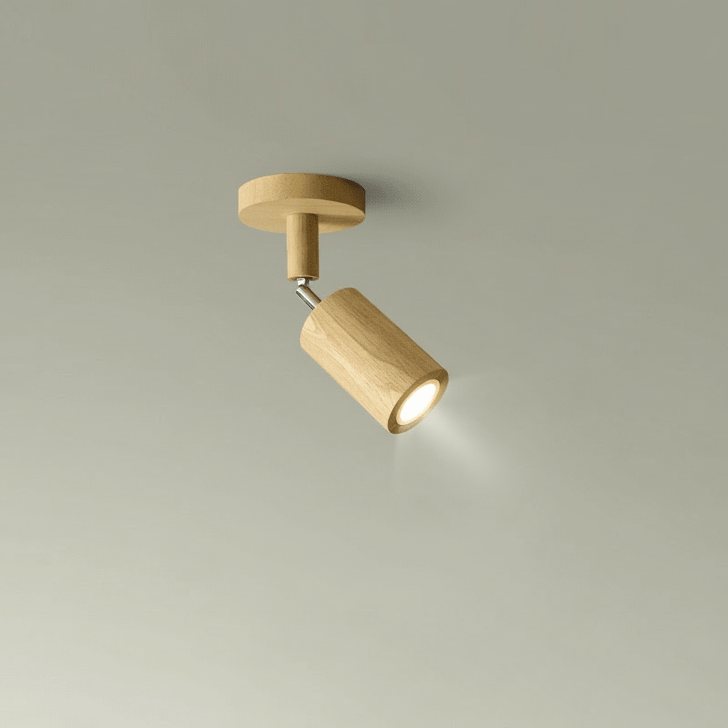 Solid Wood LED Ceiling Lamp Adjustable
