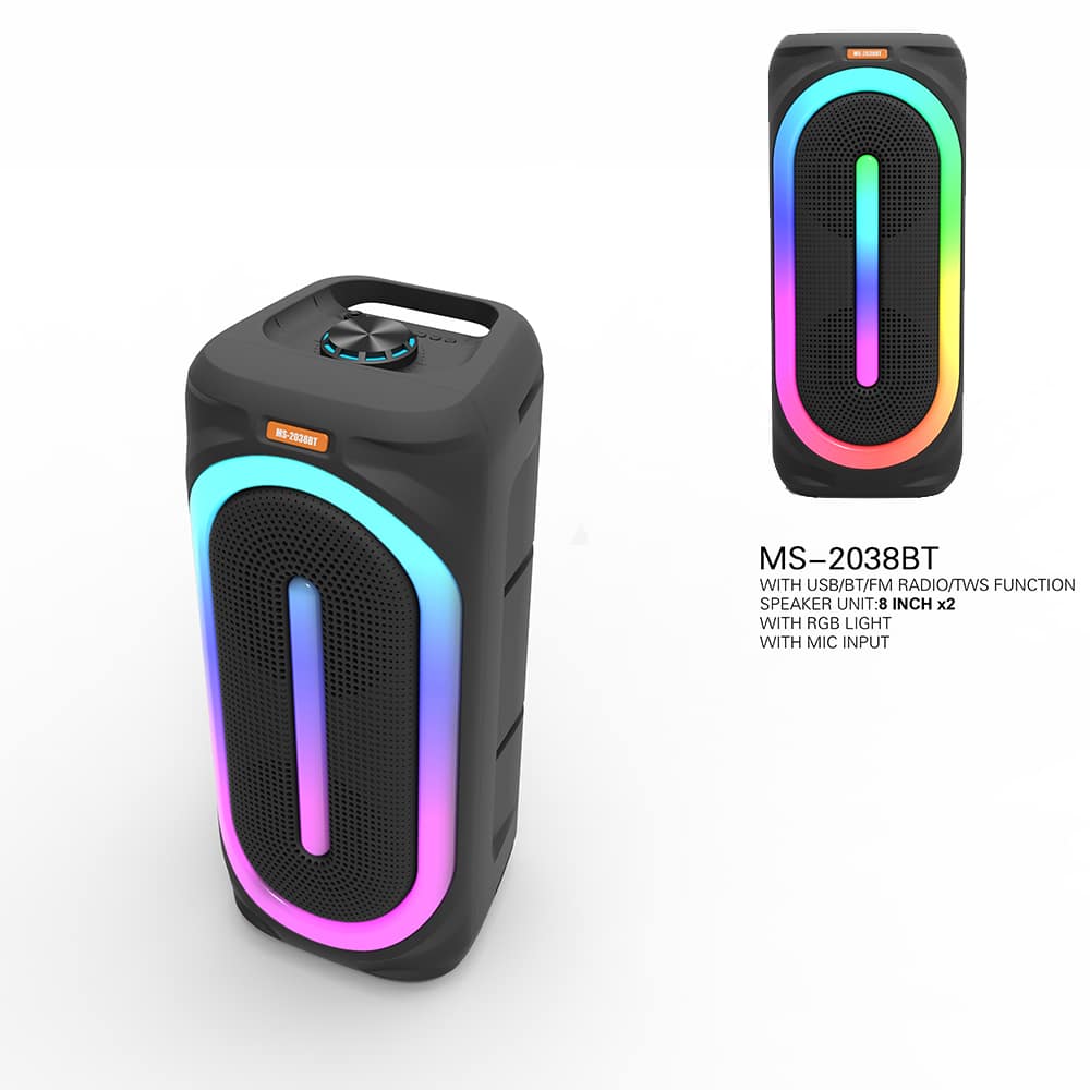 Soundbox Speaker with Bluetooth, RGB Lights, FM Radio, and Microphone (56 x 24 cm)