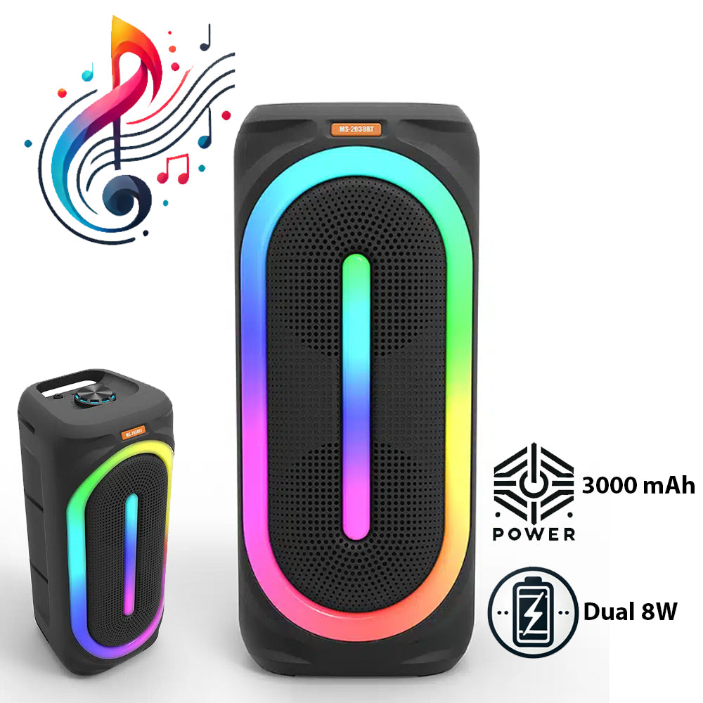 Soundbox Speaker with Bluetooth, RGB Lights, FM Radio, and Microphone (56 x 24 cm)