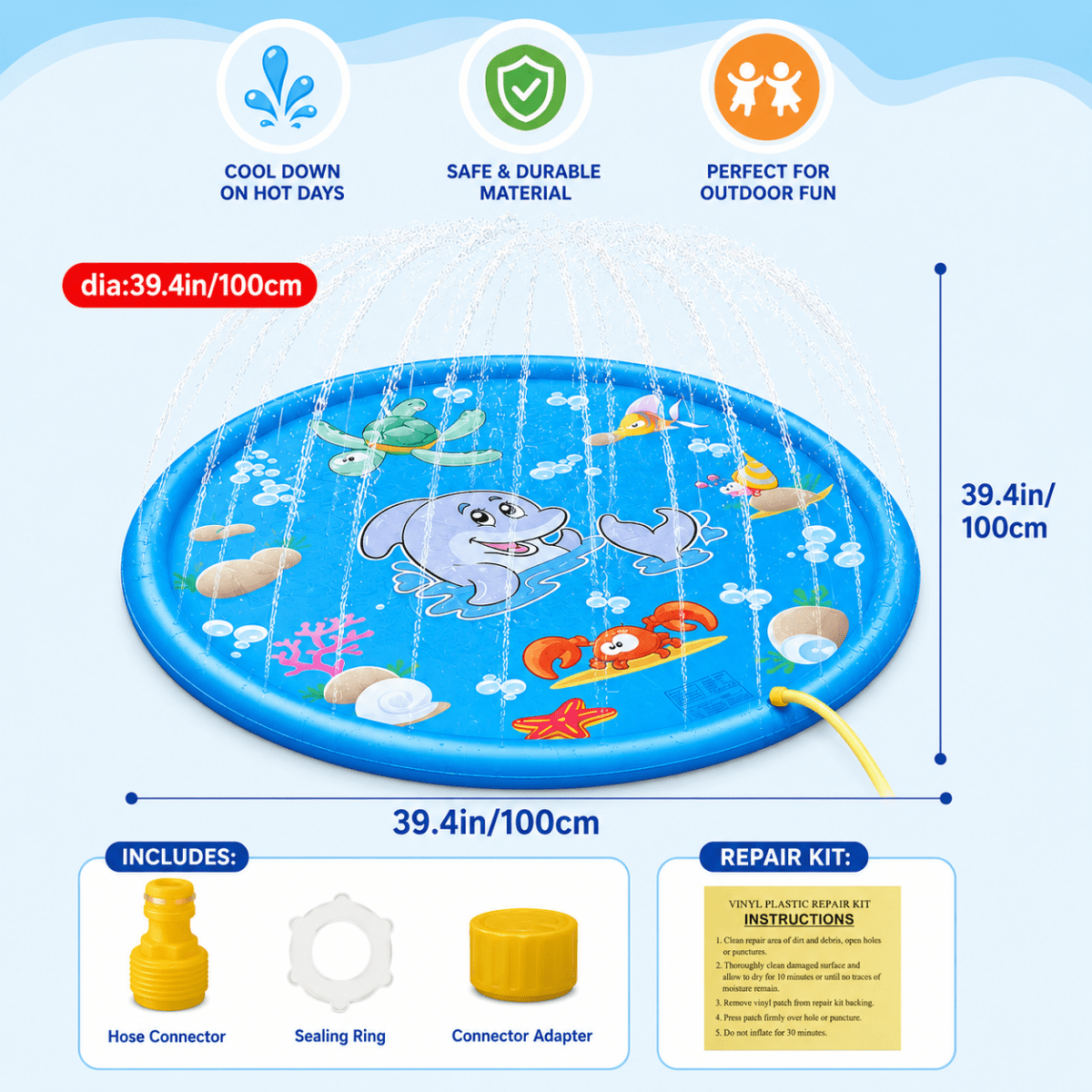 SPLASHCIRCLE – Inflatable PVC Water Splash Mat for Summer Outdoor Fun