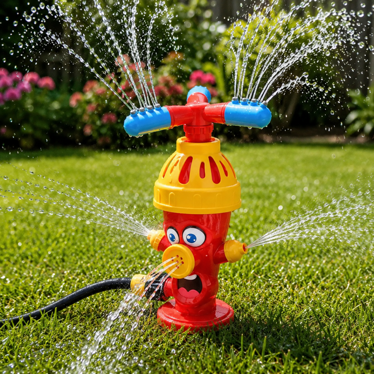 SPLASHHYDRA – Cartoon hydrant sprinkler for splashy water fun in the garden