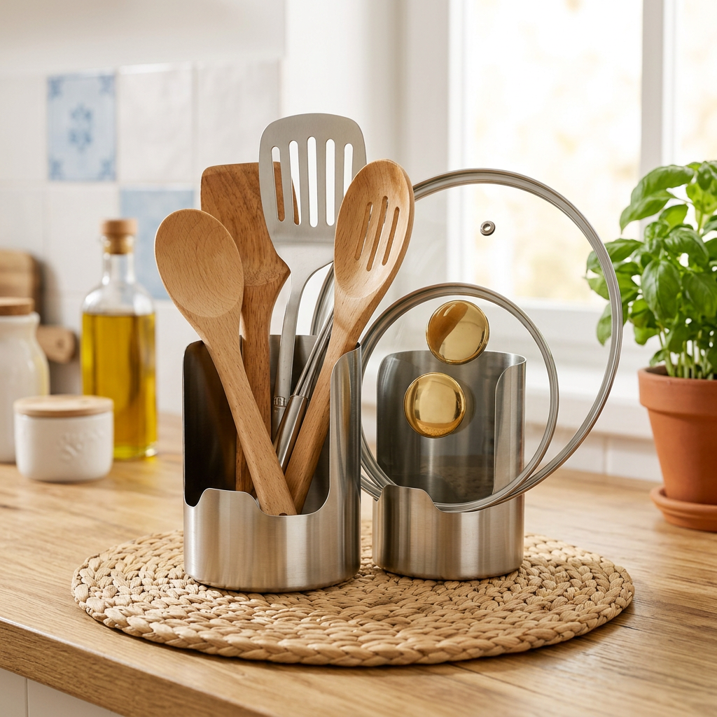 Stainless Steel Multifunctional Pot Lid and Utensil Holder