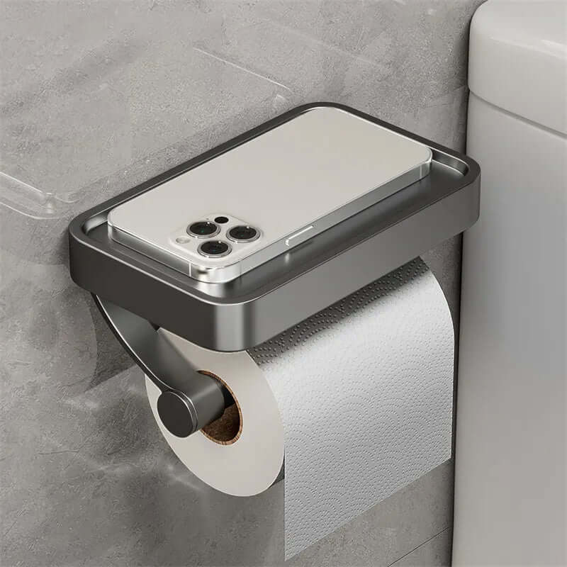 Stainless Steel Toilet Paper Holder with Shelf