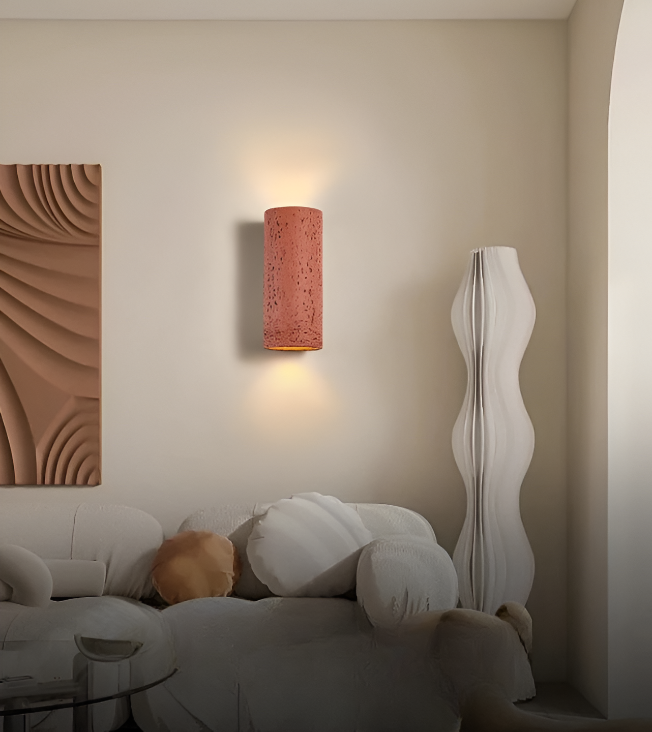 StoneBeam LED Cylinder Wall Light – Set of 2