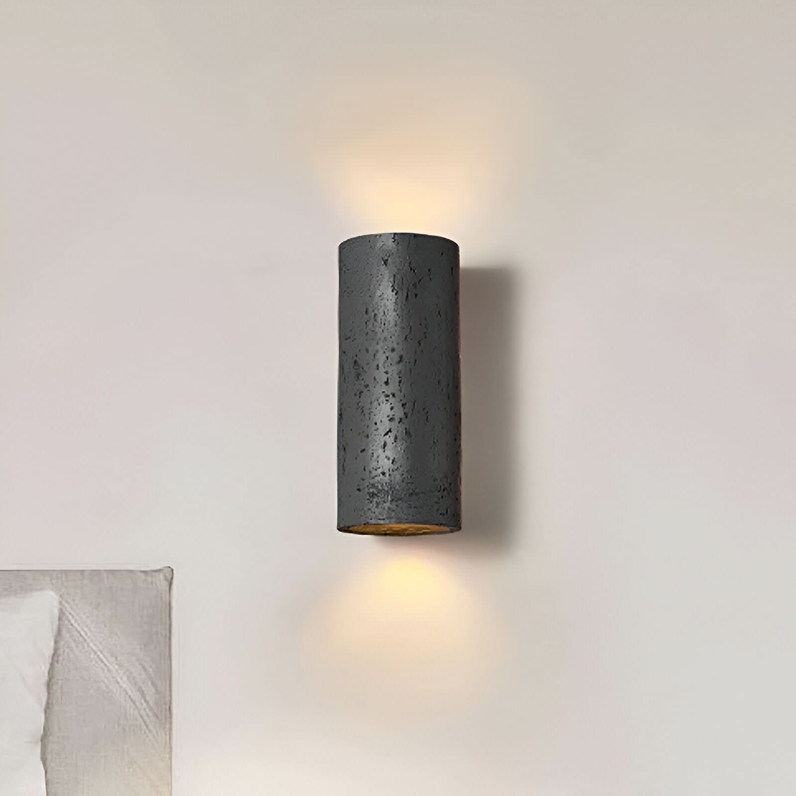 StoneBeam LED Cylinder Wall Light – Set of 2