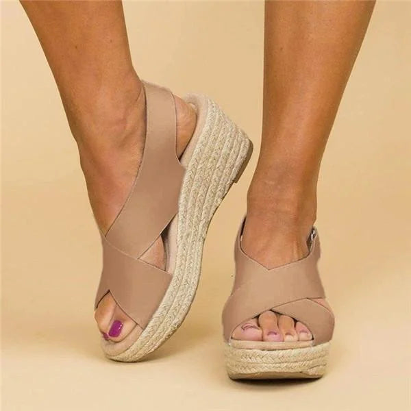Taupe Orthopedic Espadrilles with Wedge Heel
