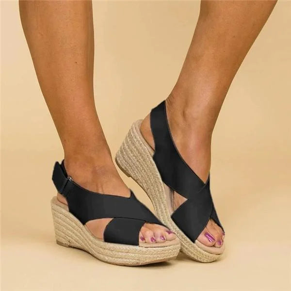 Taupe Orthopedic Espadrilles with Wedge Heel