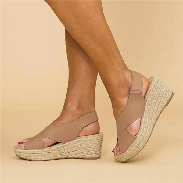 Taupe Orthopedic Espadrilles with Wedge Heel