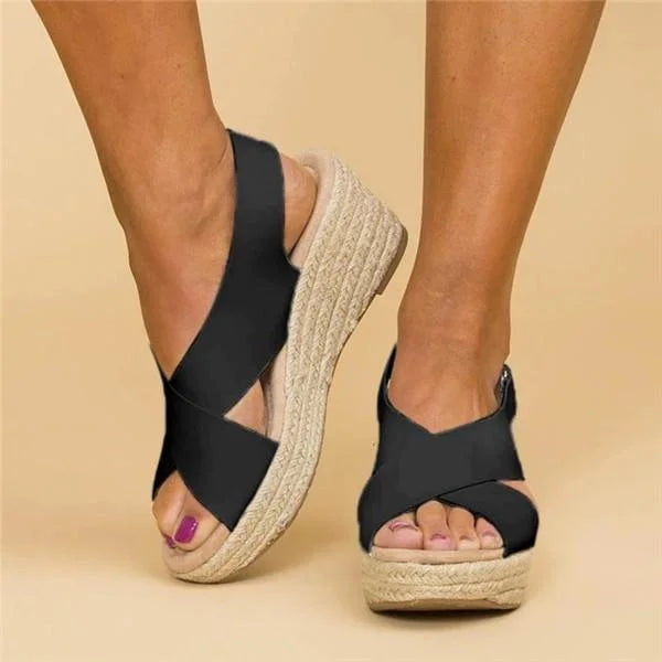 Taupe Orthopedic Espadrilles with Wedge Heel