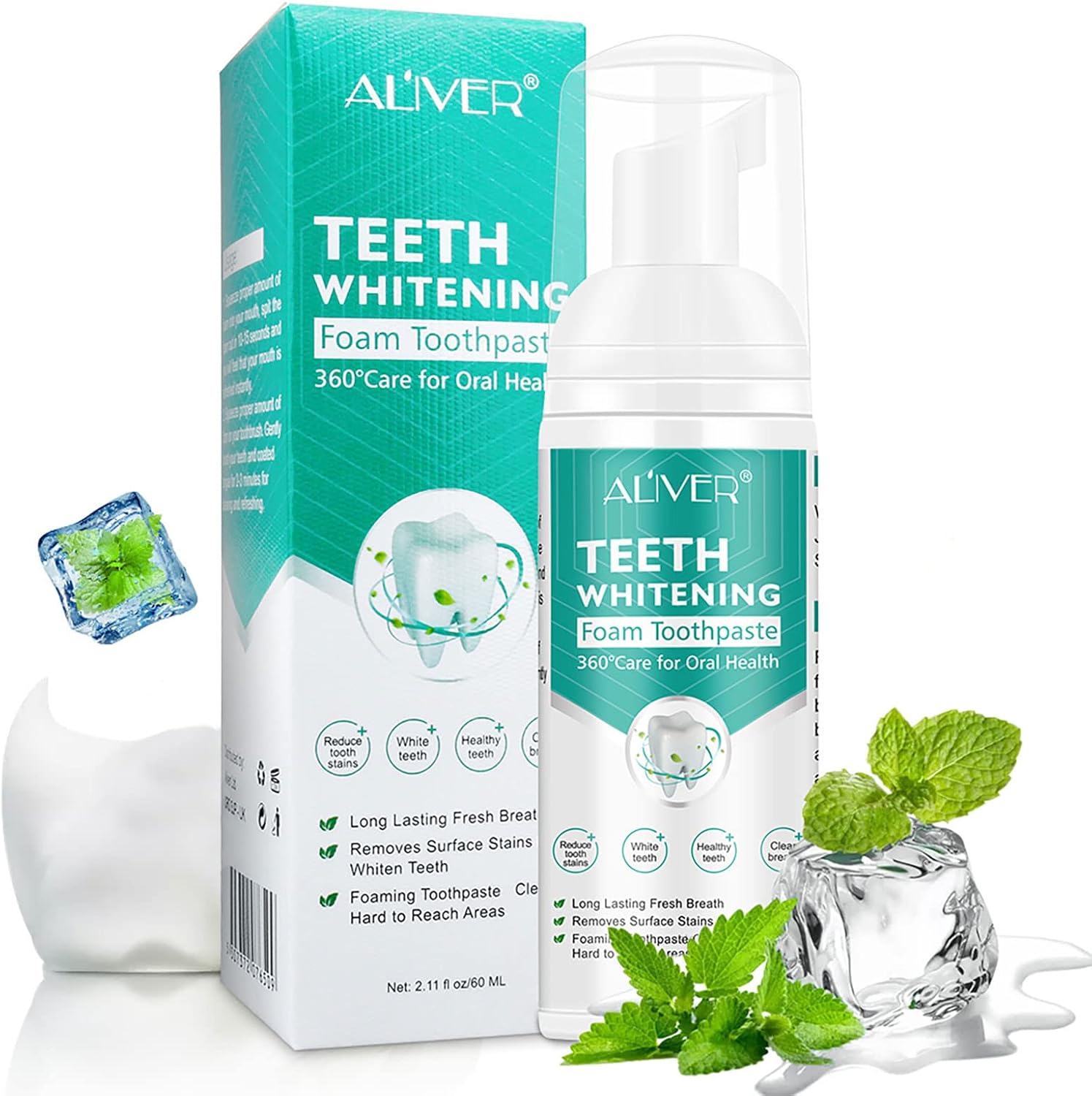 Teeth Whitening | Whitening Foam Toothpaste | Removes Stains | JustWhite
