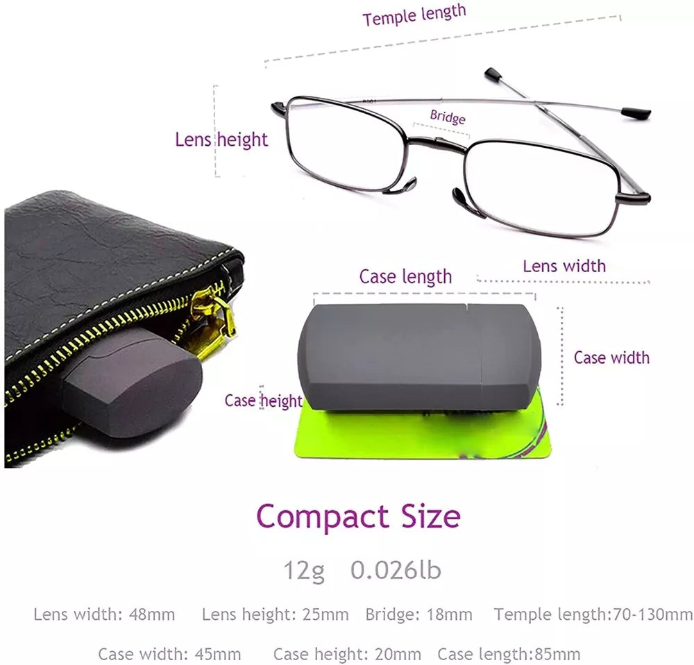 Unisex Folding Reading Glasses with Case - Portable Design