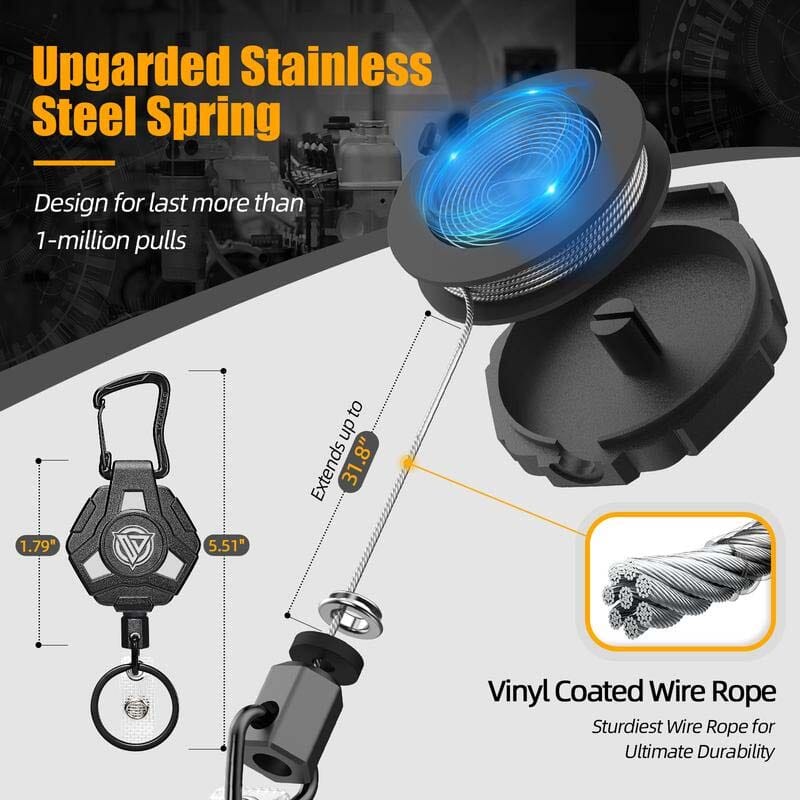 Unisex Heavy-Duty Retractable Keychain & Badge Reel