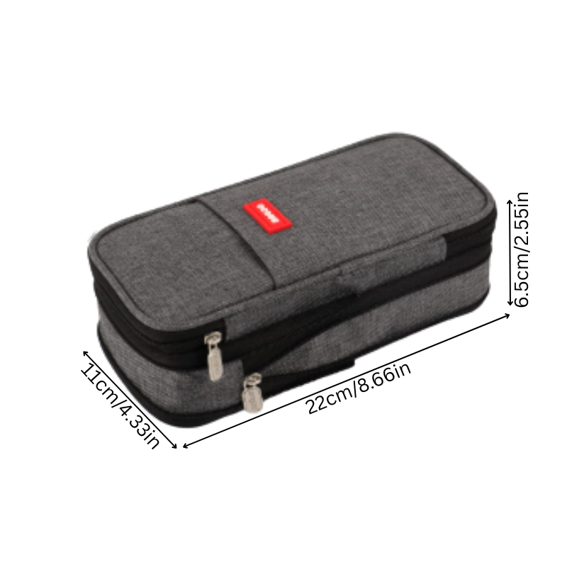 Unisex Large Capacity Pencil Pouch with Dual Zippers