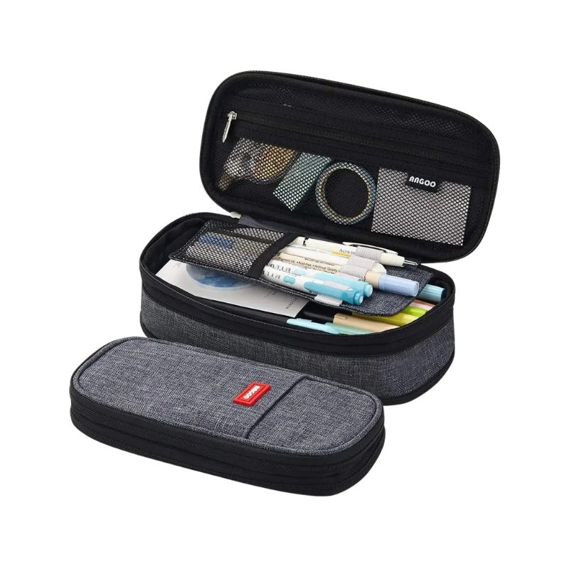 Unisex Large Capacity Pencil Pouch with Dual Zippers