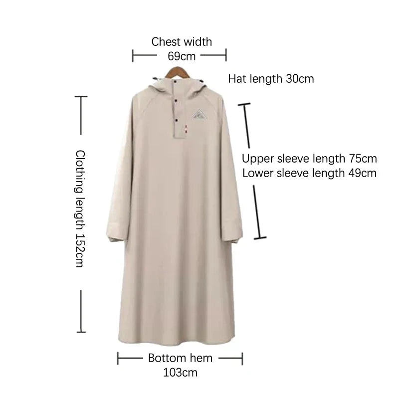 Unisex Long Rain Poncho - Waterproof & Comfortable
