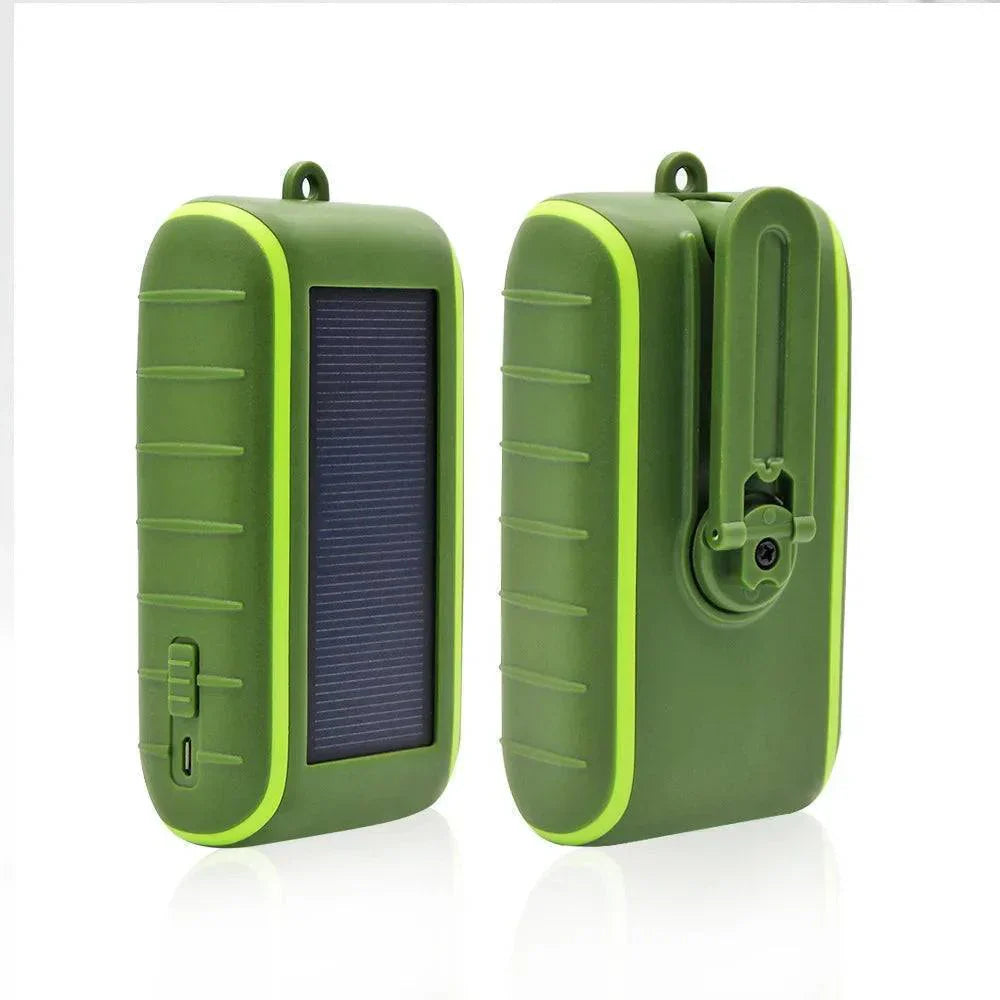 USB Hand Crank Solar Power Bank with Flashlight