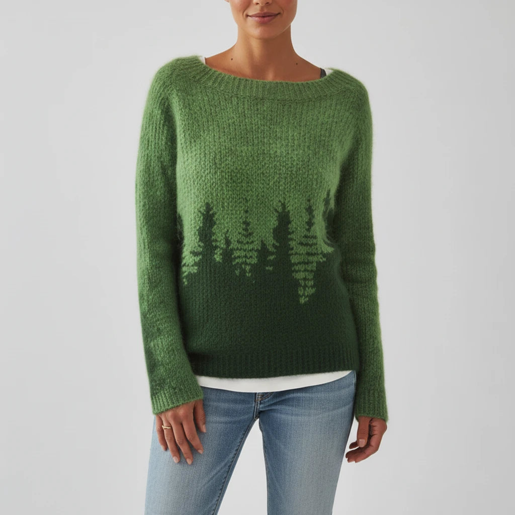 Women's Printed Crewneck Sweater