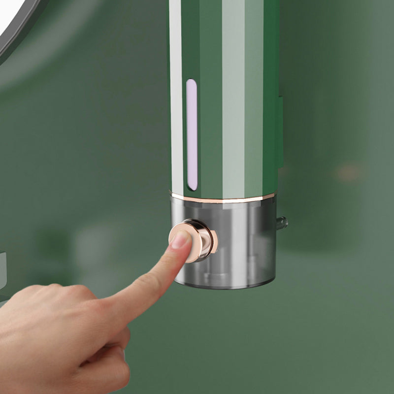 Wall-Mounted Soap Dispenser in White/Dark Green for Shower