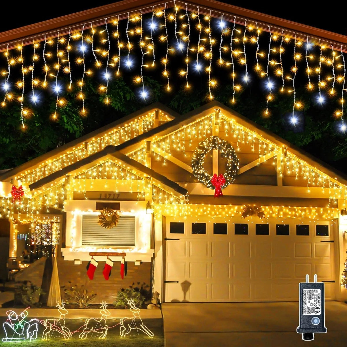 Warm White Outdoor LED Garden String Curtain Lights – IP44 Waterproof Lights for Weddings and Celebrations