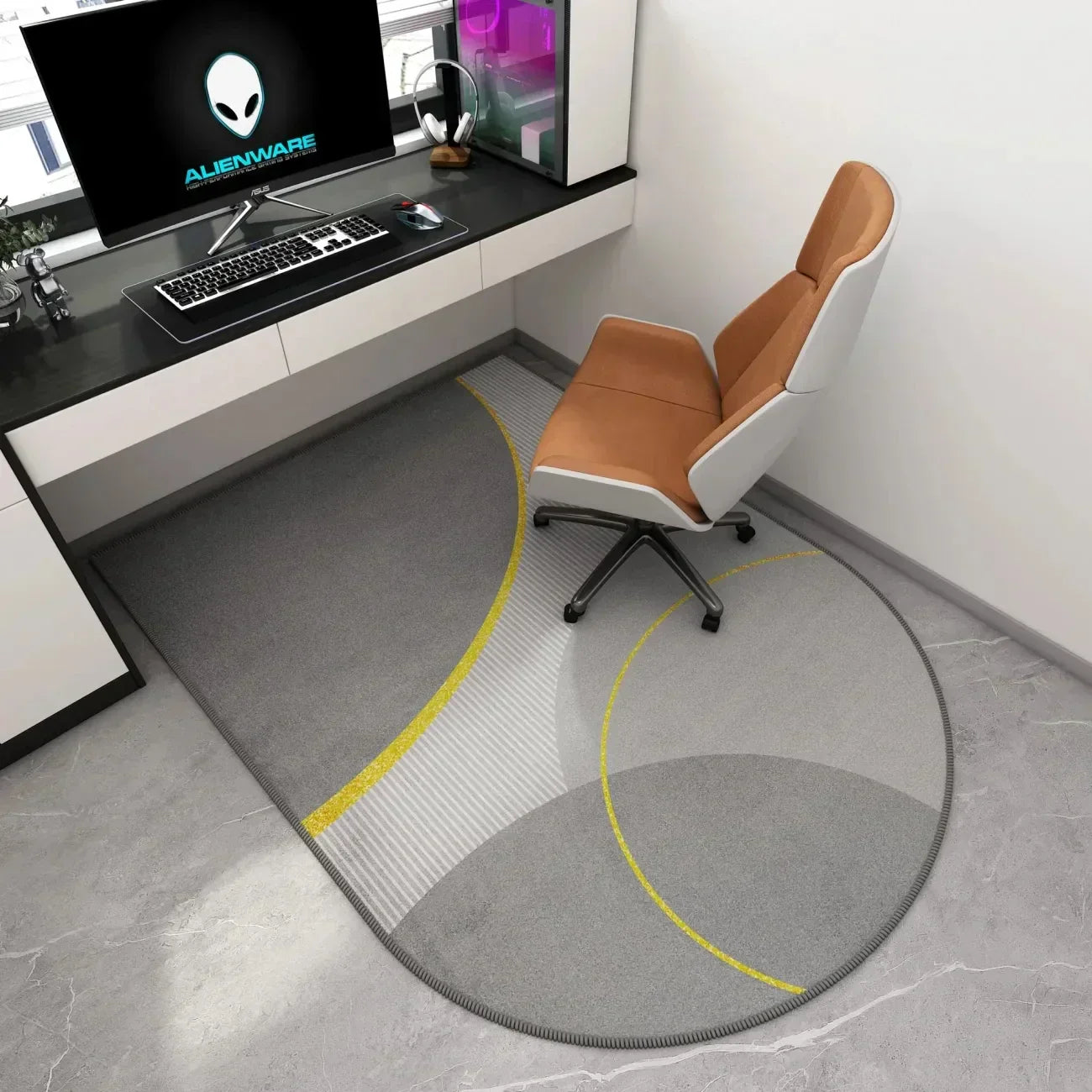 Winnie Geometric Office Chair Mat – Soft Washable Non-Slip Design