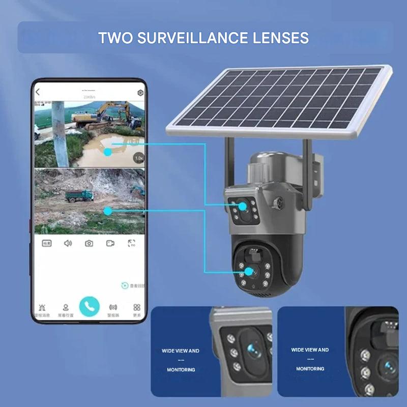 Wireless 4K Security Camera with Solar and Dual Lens
