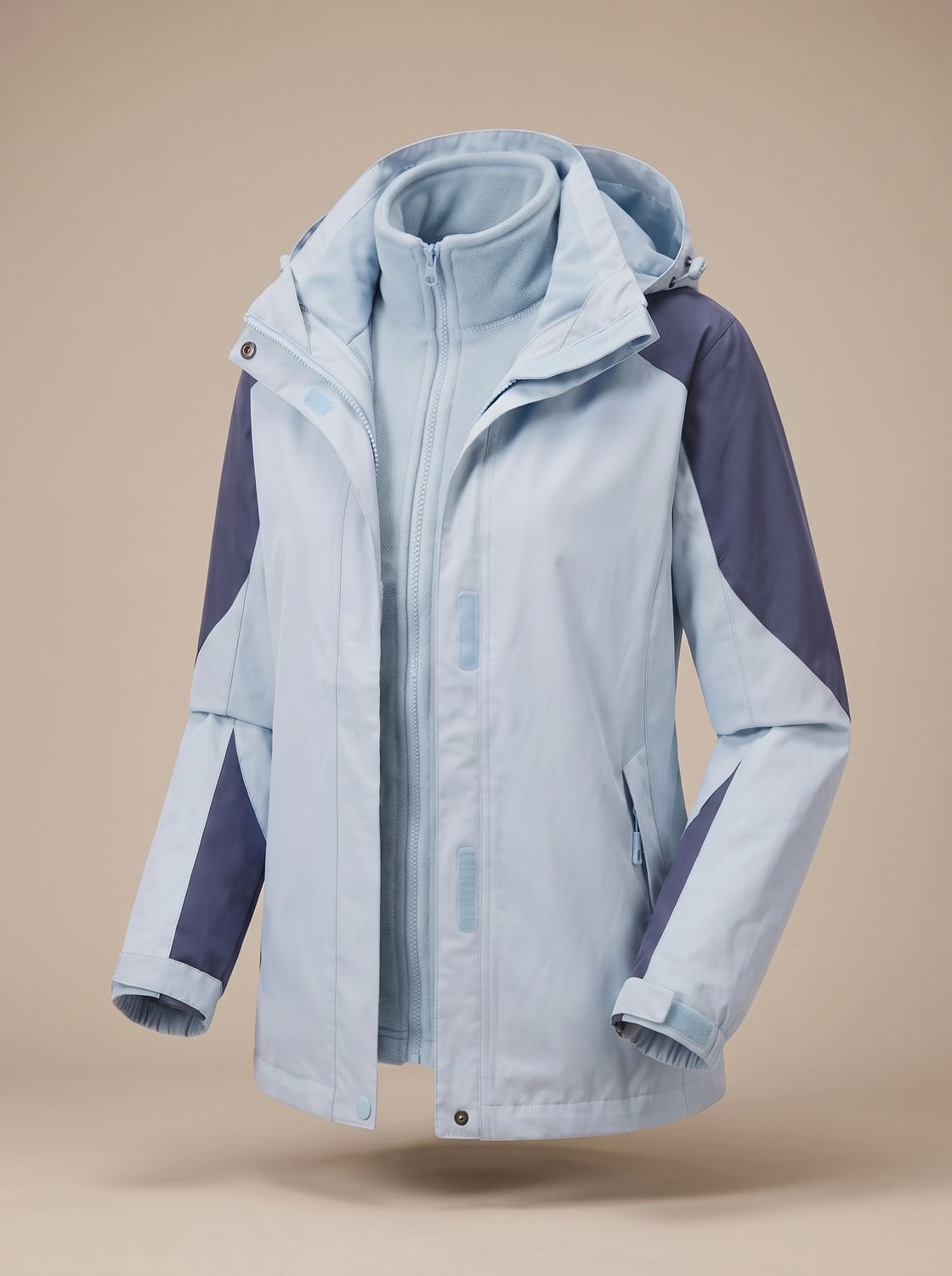 Women's 2-in-1 Hooded Softshell Fleece Outdoor Jacket