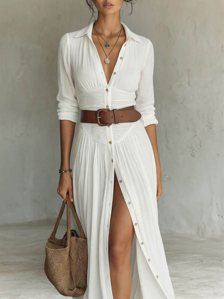 Women's Button-Down Maxi Shirt Dress