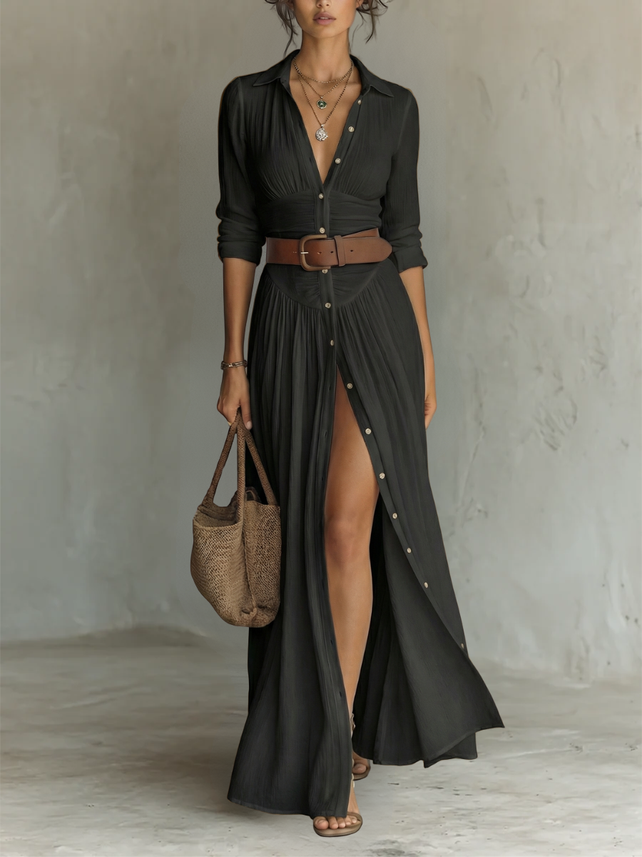 Women's Button-Down Maxi Shirt Dress