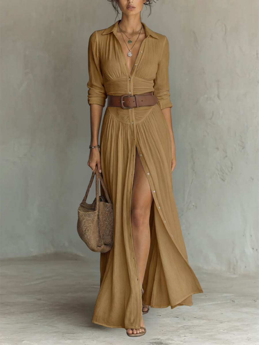 Women's Button-Down Maxi Shirt Dress