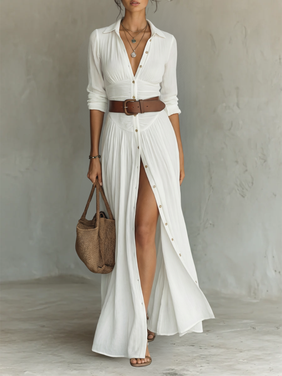 Women's Button-Down Maxi Shirt Dress