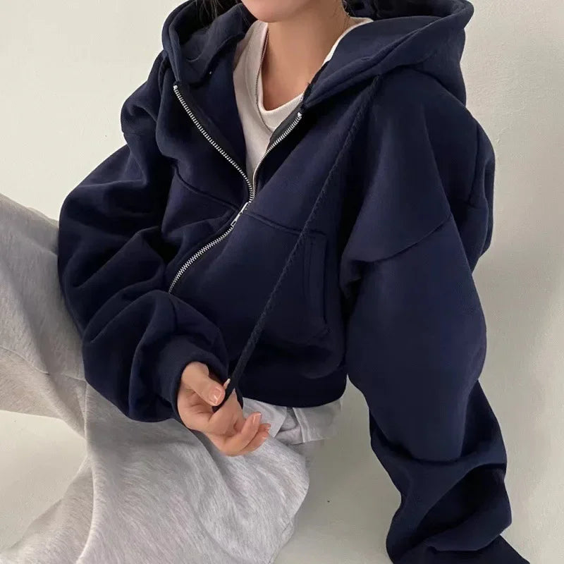 Women's Casual Winter Fashion Zip-Up Hoodie Sweatshirt