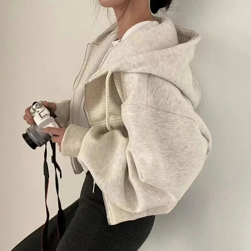 Women's Casual Winter Fashion Zip-Up Hoodie Sweatshirt