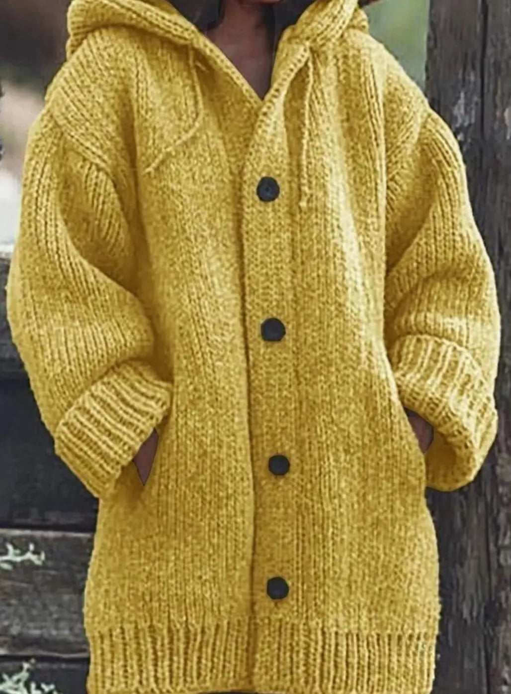 Women's Chunky Knit Hooded Oversized Cardigan