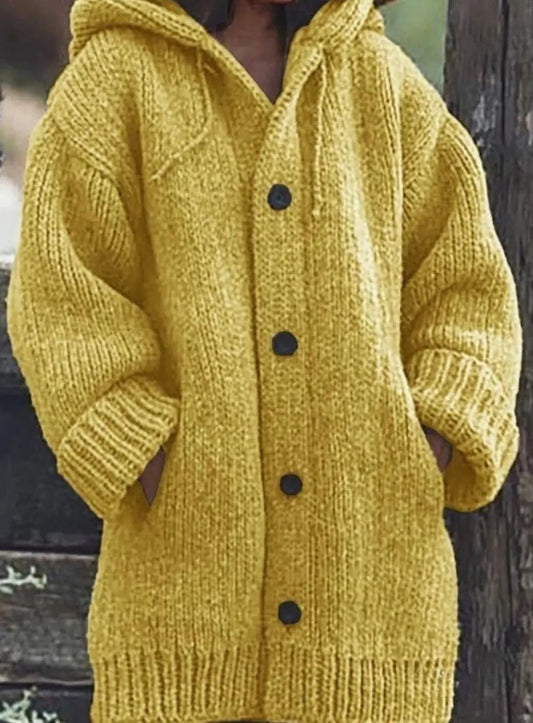 Women's Chunky Knit Hooded Oversized Cardigan