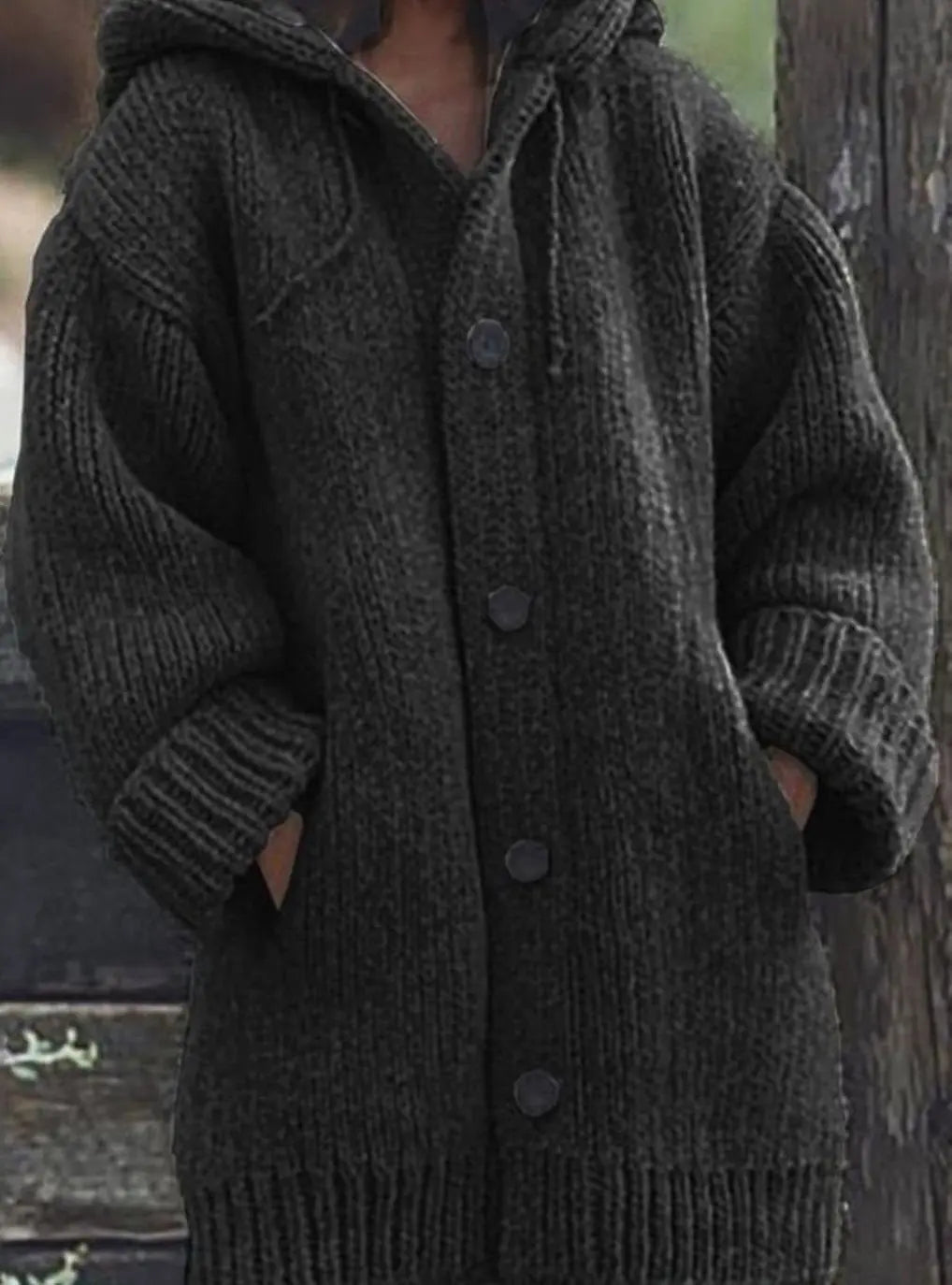 Women's Chunky Knit Hooded Oversized Cardigan