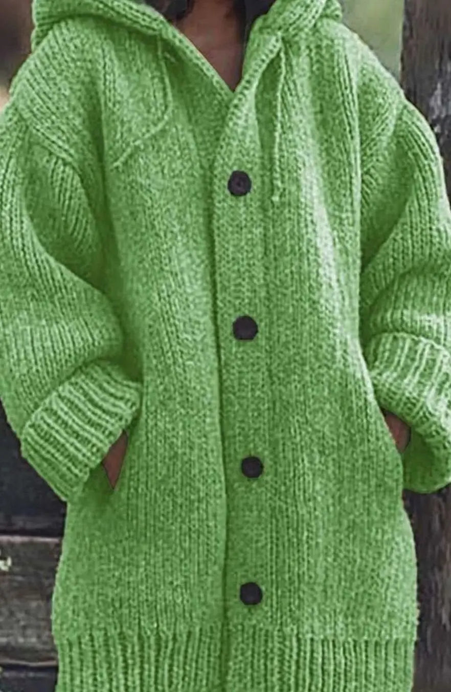 Women's Chunky Knit Hooded Oversized Cardigan