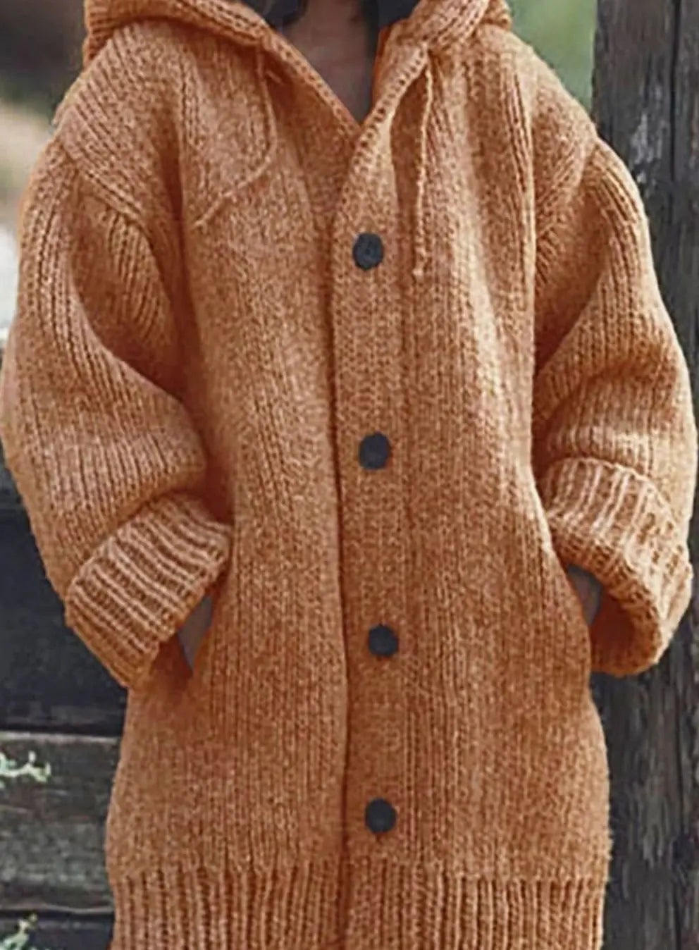Women's Chunky Knit Hooded Oversized Cardigan