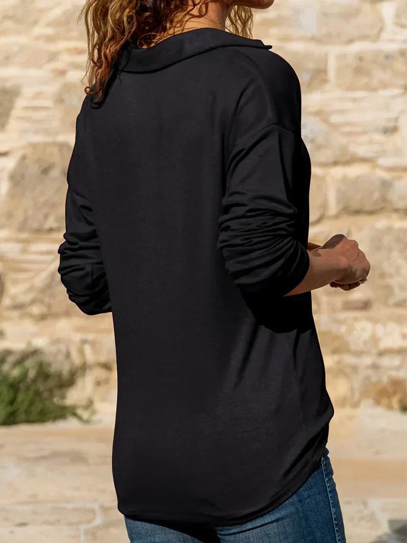 Women's Collared Half-Zip Sweater - Long-Sleeve Knit Pullover