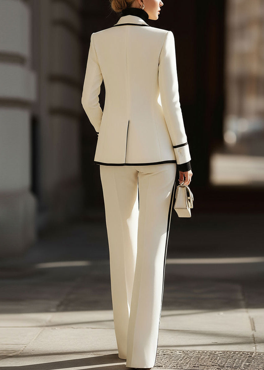 Women's Contrast Trim Double-Breasted Suit Set
