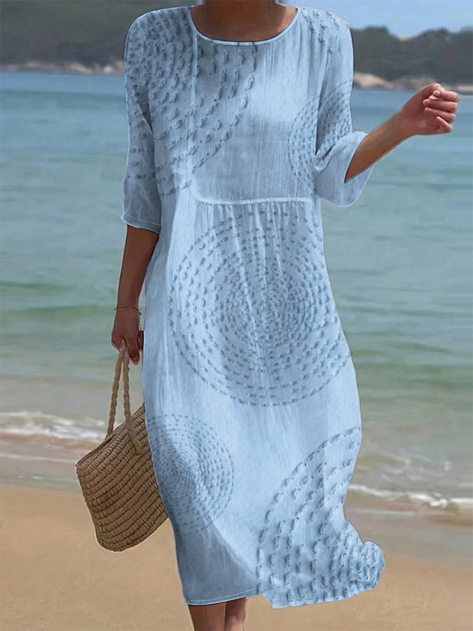 Women's Crew Neck A-Line Midi Dress