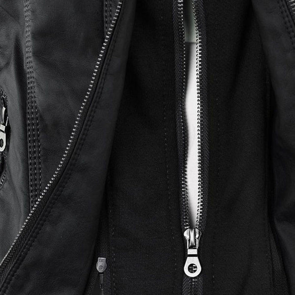 Women's Double-Lined Hooded Leather Jacket
